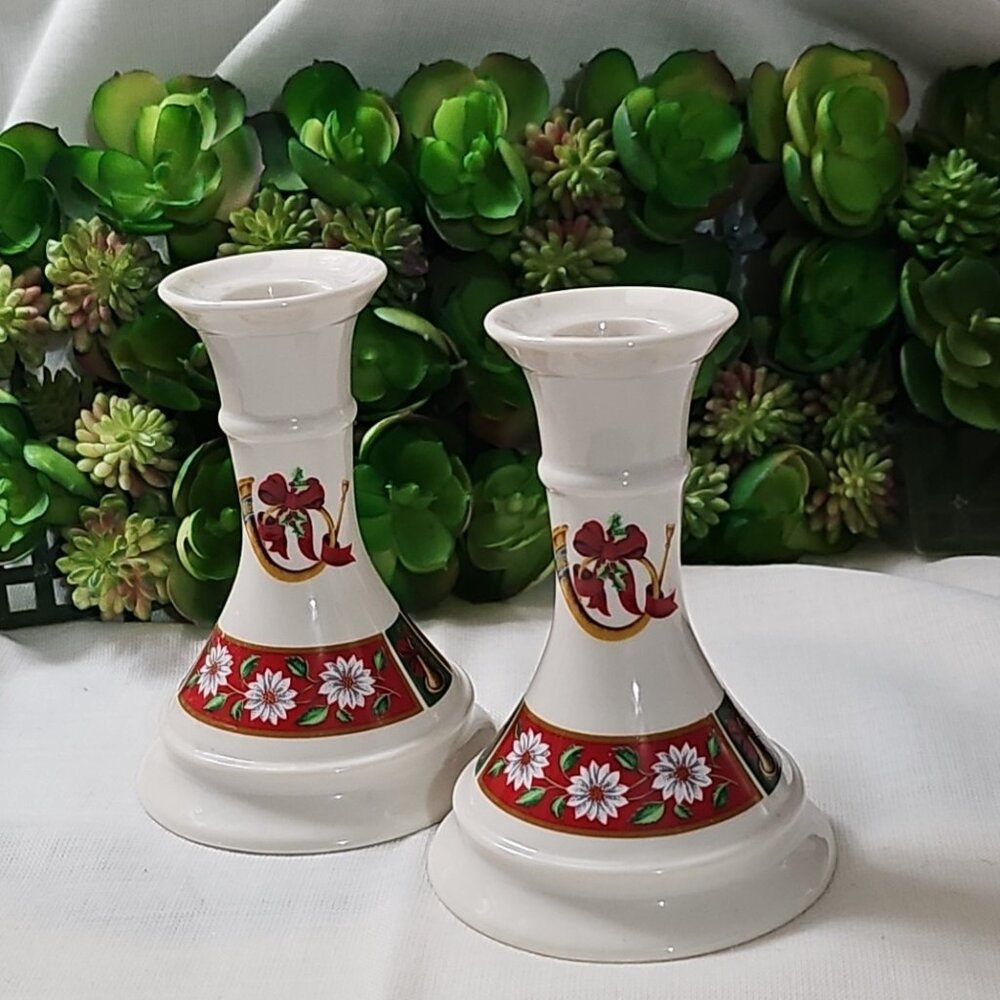 Pair Classic Traditions Charlton Hall Porcelain Candle Holder, made in Japan